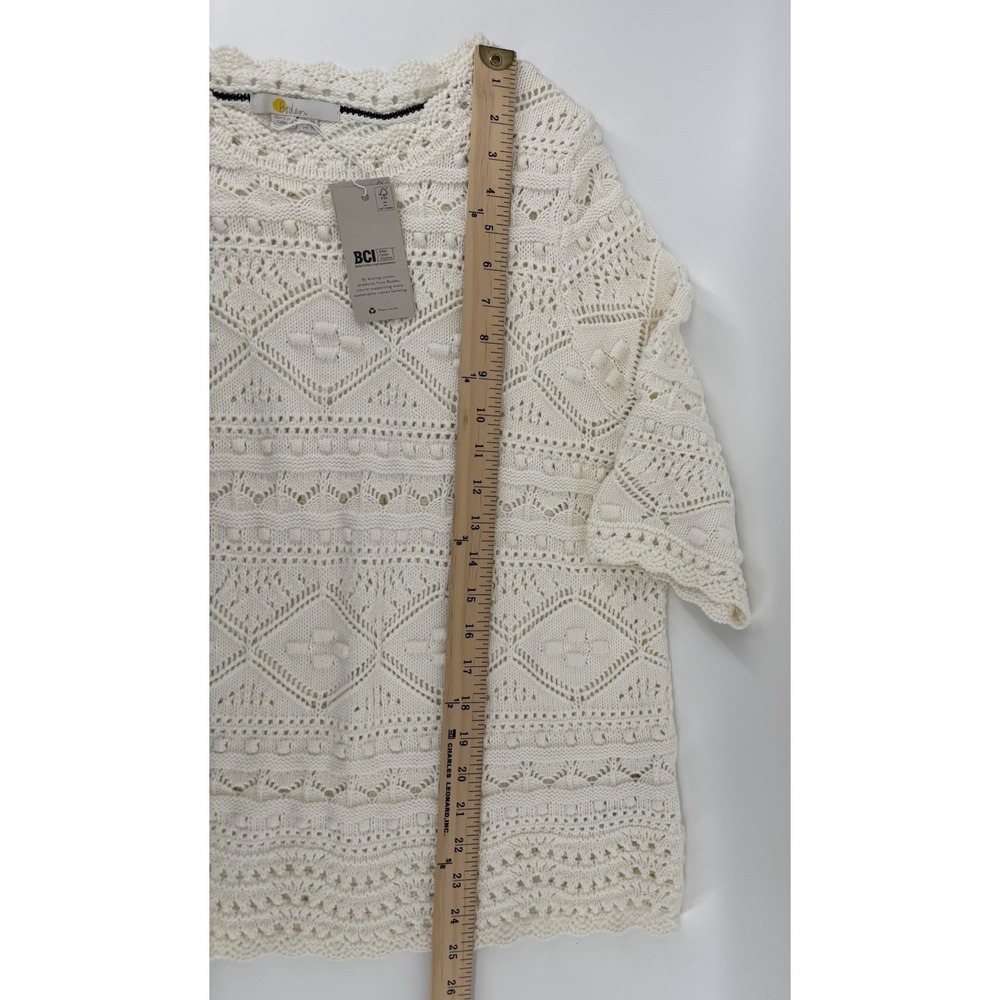 NWT Boden Crochet Pullover Sweater Sz 10 Open Knit 3/4 Sleeve Boho Coastal - Picture 7 of 7